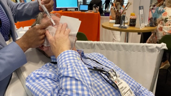 At Vision Expo East 2024, Srinivas Kondapalli, MD, demonstrates how to use Rinsada to address ocular surface disease.