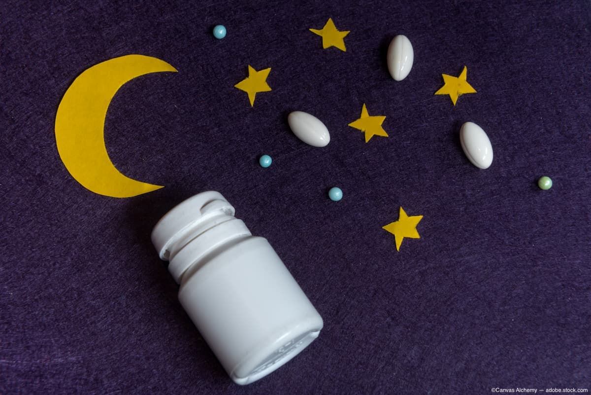 Pill bottle laying on backdrop of night sky Image credit: ©Canvas Alchemy - adobe.stock.com