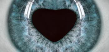 Closeup of eye with heart-shaped pupil Image credit: AdobeStock/AlexanderPotapov