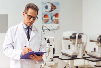 Optometrist in office