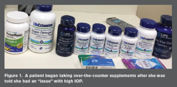 holistic medications for glaucoma are lined up on a counter