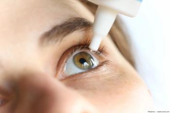 Woman administering eye drops Image credit: AdobeStock/Katarina