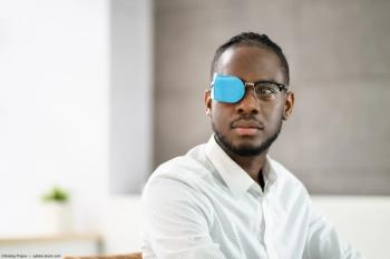 Adult with eye patched for amblyopia treatment Image credit: AdobeStock/AndreyPopov