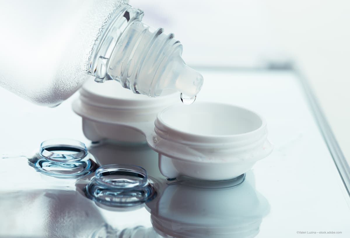 rigid gas permeable contact lens with case and solution