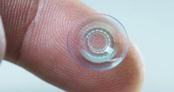 Contact lens with technology graphic overlay  Image credit: AdobeStock/Kitreel
