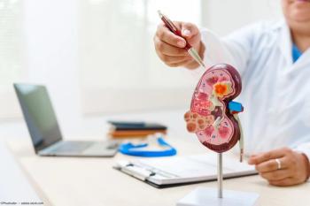 Physician pointing to renal diagram Image credit: AdobeStock/Phushutter