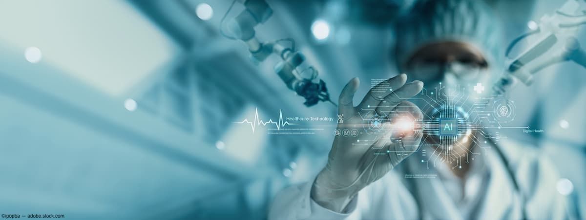 AI graphic with scientist in lab Image credit: AdobeStock/ipopba