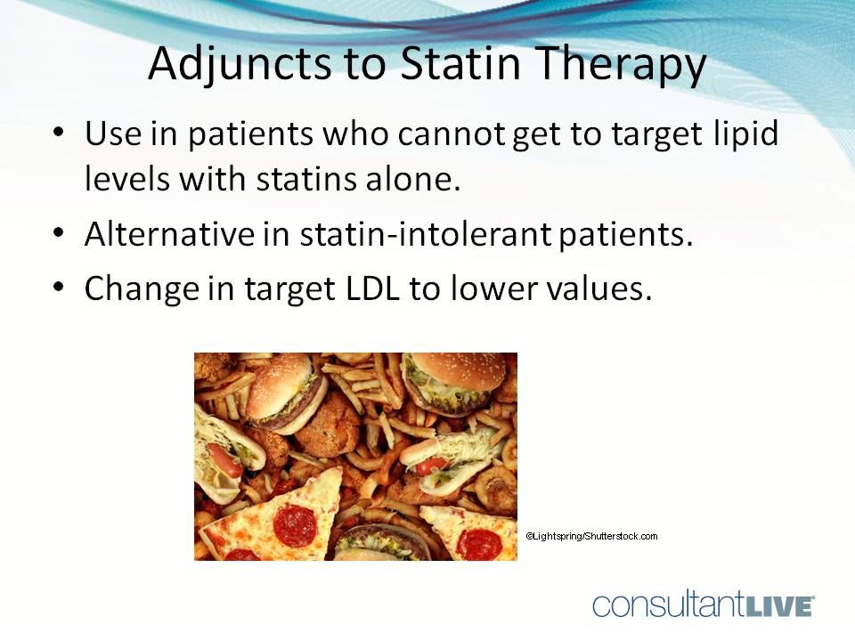 Indications for adjuncts to statin therapy.