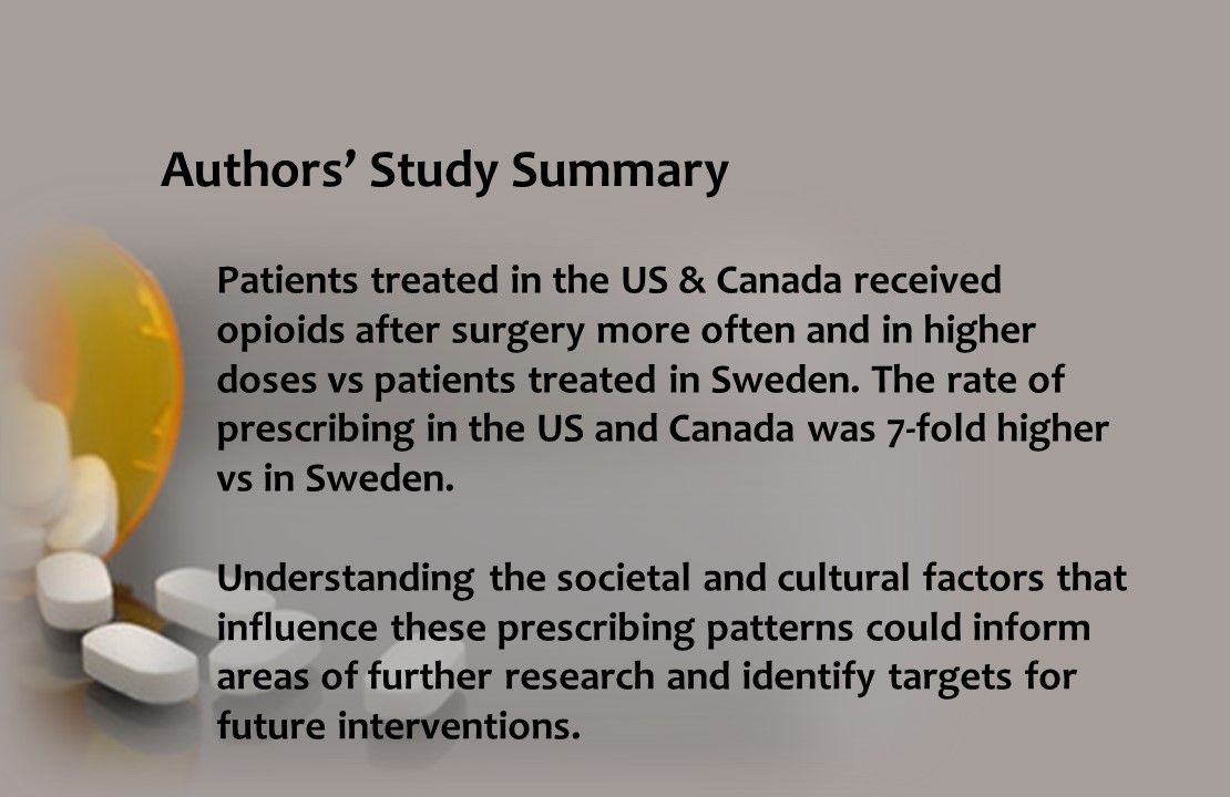 Patients treated in the US and Canada received opioids after surgery more often