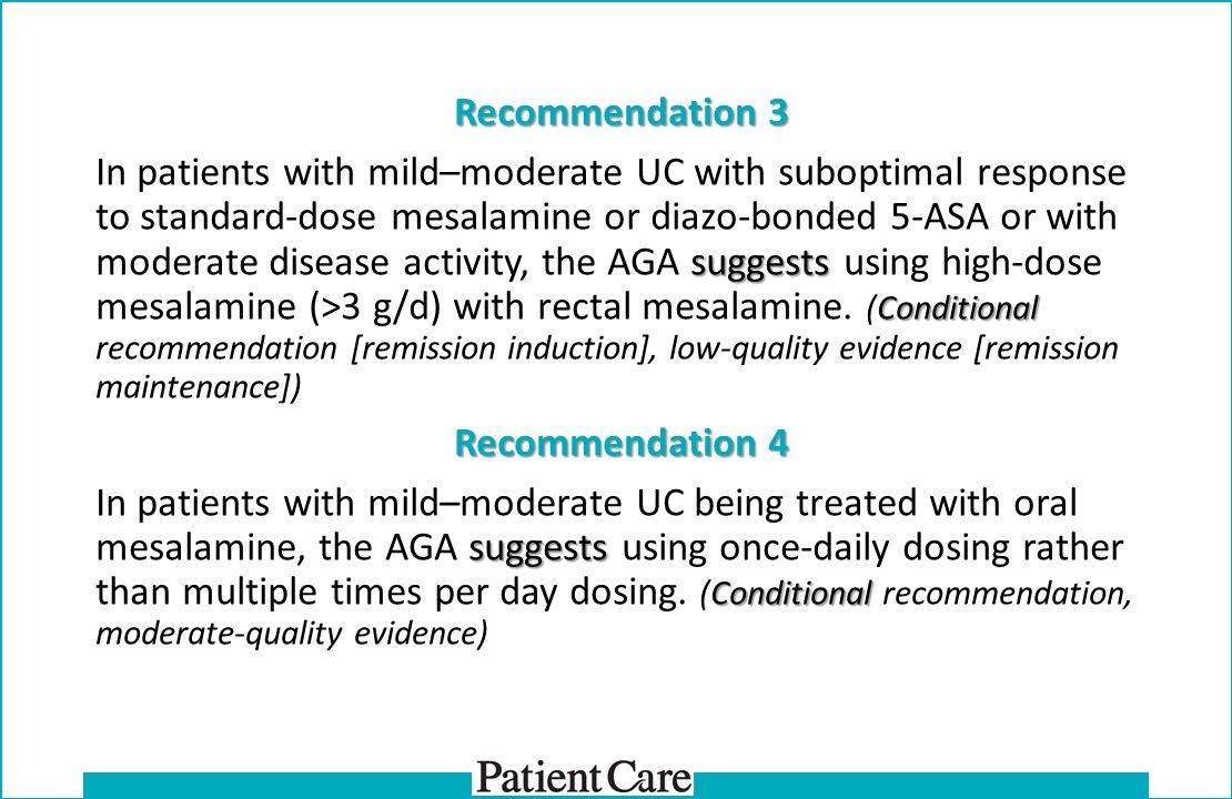 Update: AGA Clinical Guidelines on Management Mild-Moderate Ulcerative Colitis