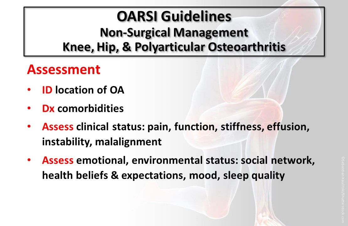 Pain Management For Osteoarthritis: Guideline Toplines