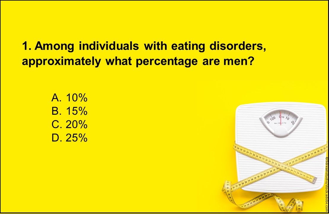 Among individuals with eating disorders, approximately what percentage are men?