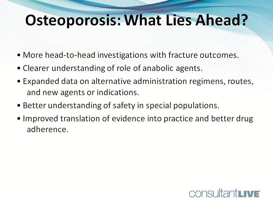 A number of challenges lie ahead with regard to osteoporosis therapy.