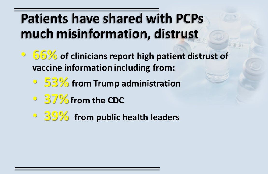 PCP Survey Finds Patient Vaccine Distrust High, Health Issues More Complex