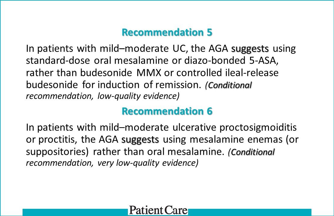 Update: AGA Clinical Guidelines on Management Mild-Moderate Ulcerative Colitis