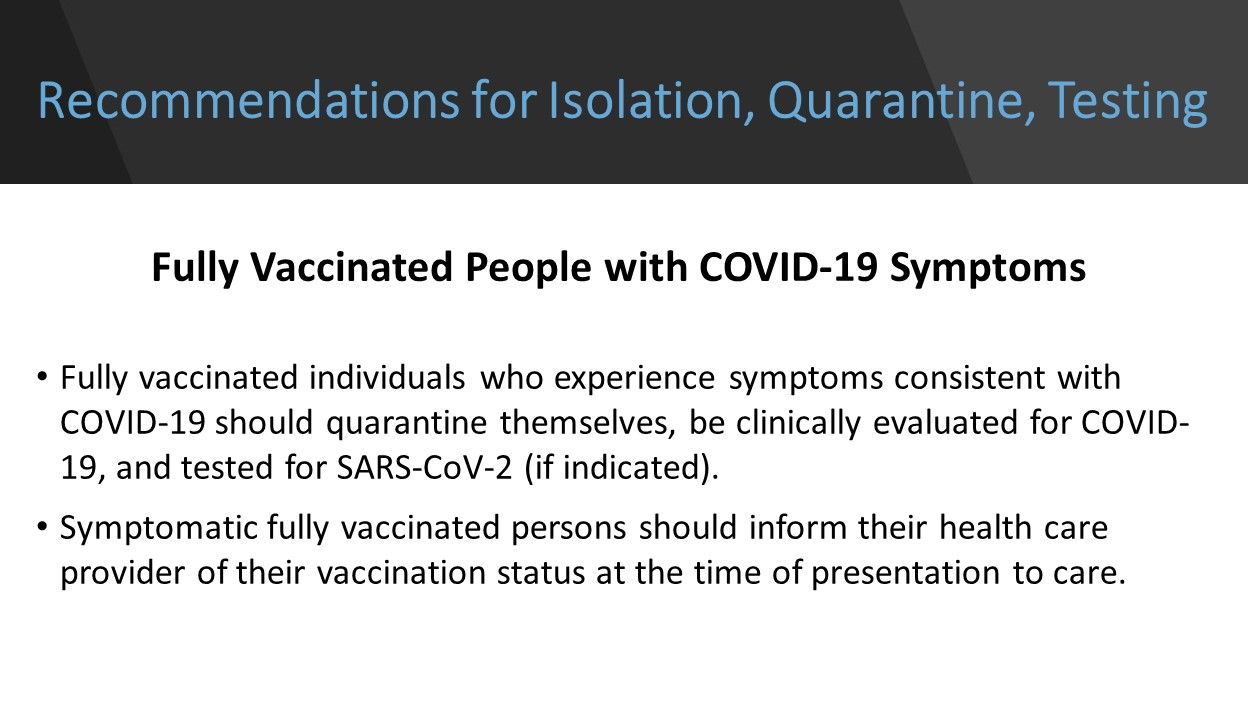 Updated CDC Guidance for Fully Vaccinated People Takeaways for Primary