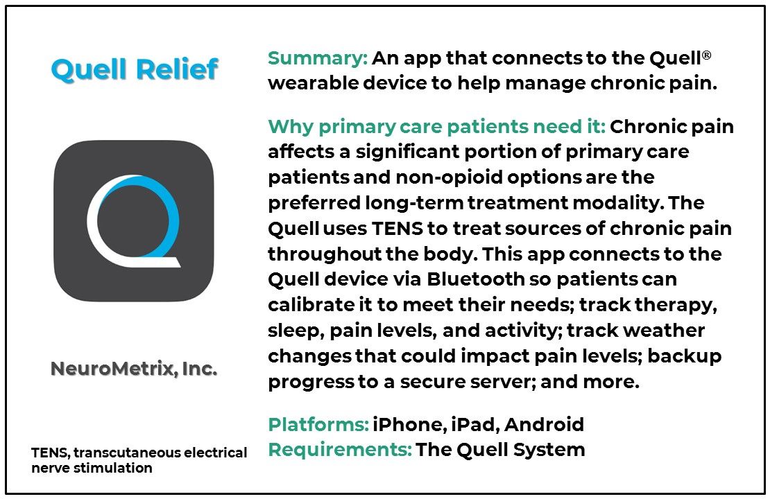 quell pain relief, quell relief app, primary care, medical apps, FDA cleared