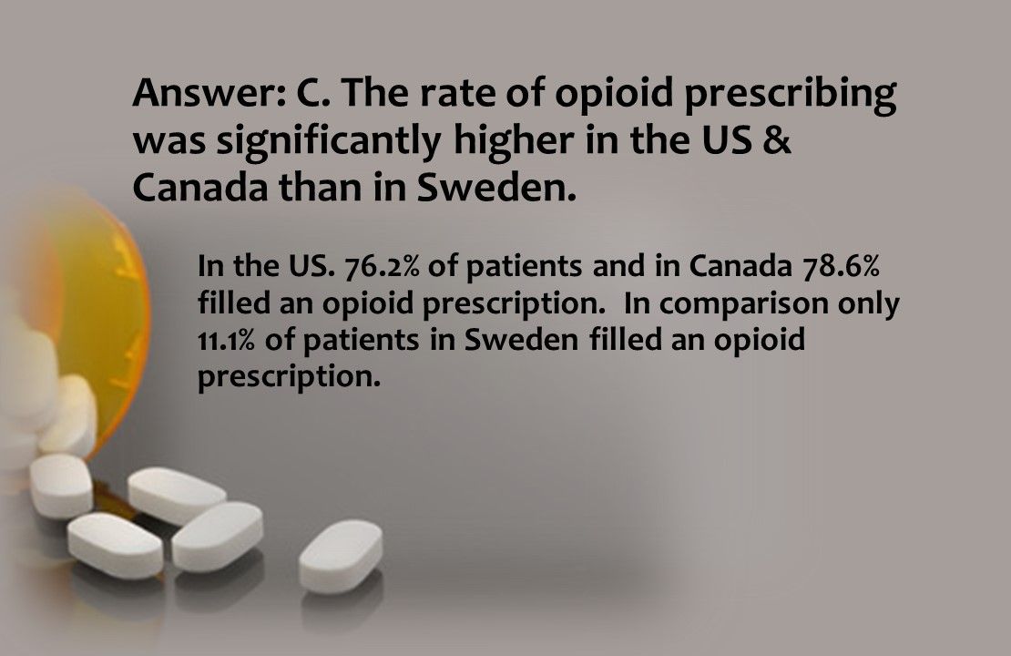 rate of opioid prescribing significantly higher in the US & Canada vs Sweden