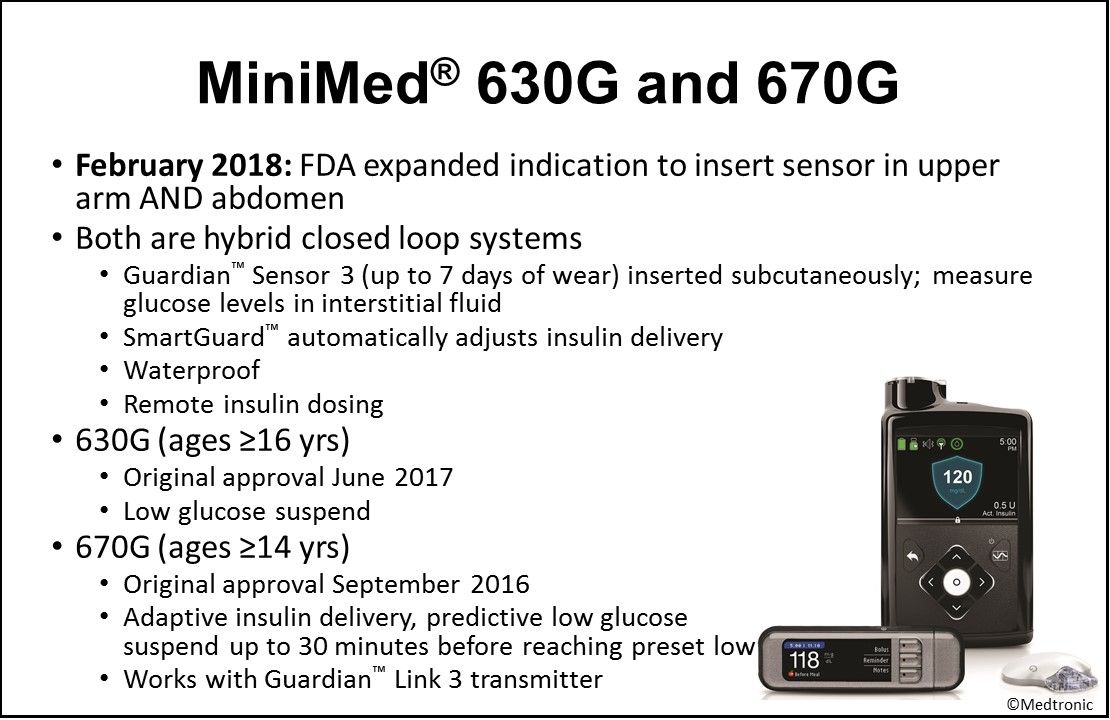 CGM devices, continuous glucose monitoring MiniMed 630G, 670G