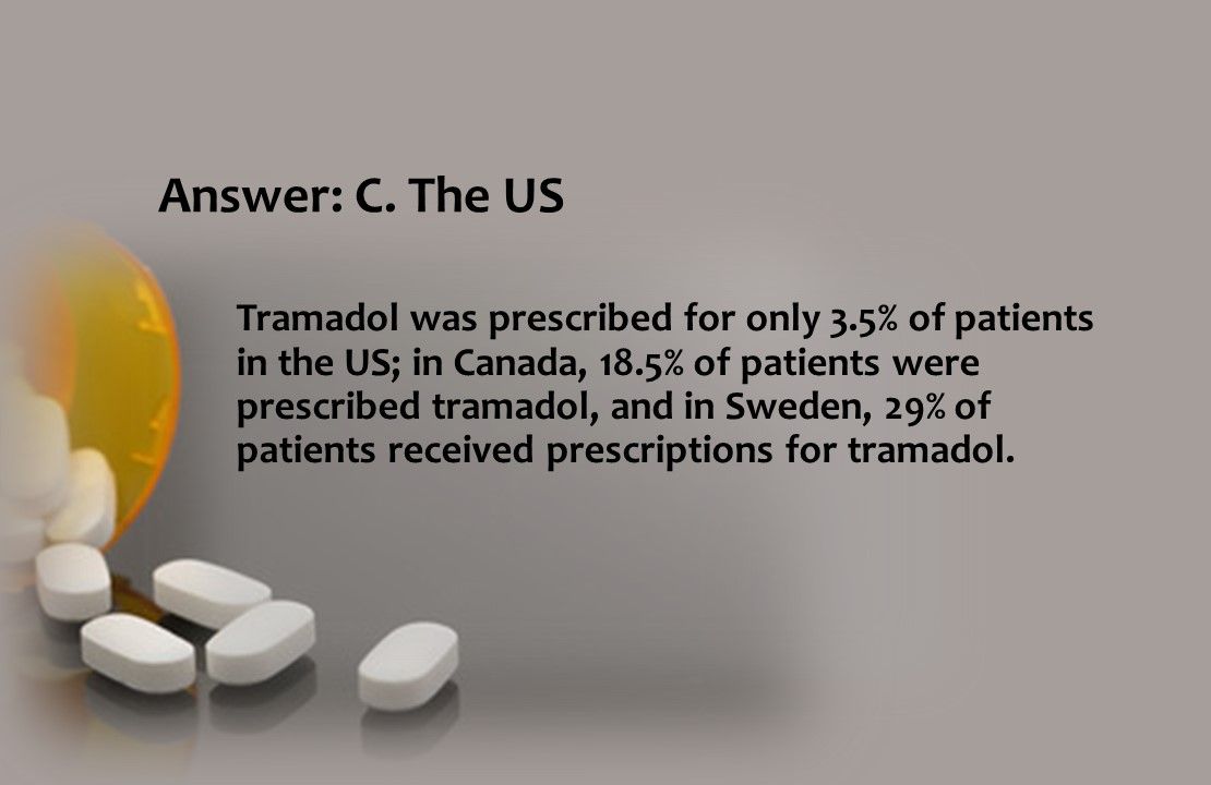 Tramadol was prescribed for only 3.5% of patients in the US, tramadol Rx