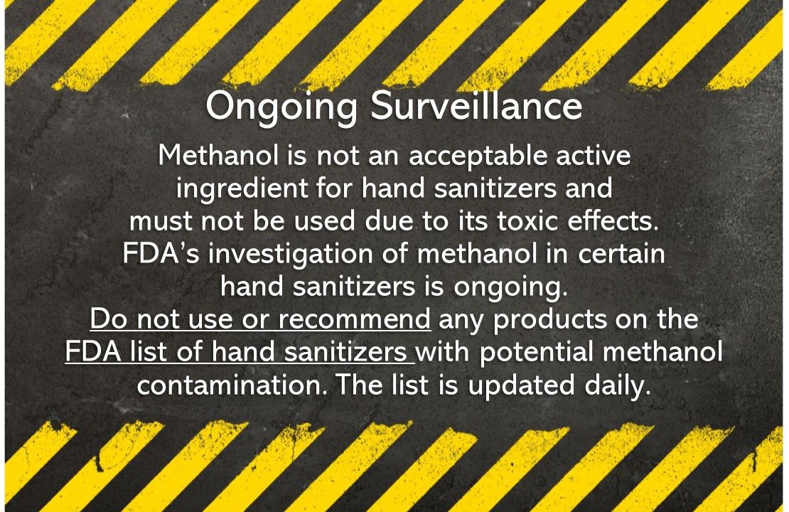 FDA Alert Hand Sanitizer Methanol Contamination