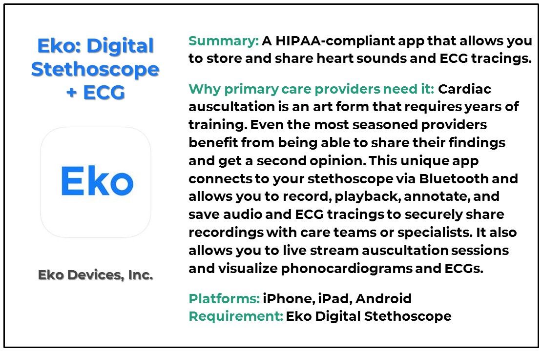 Eko Digital Stethoscope, Eko mobile app, primary care, medical apps, FDA cleared