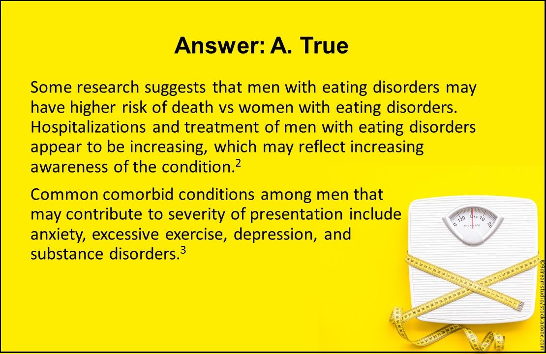 Hospitalizations and treatment of men with eating disorders, anxiety, depression