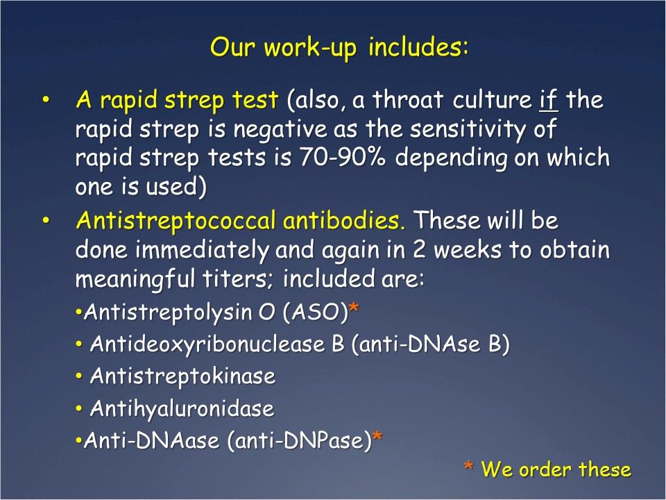 Work up for acute rheumatic fever