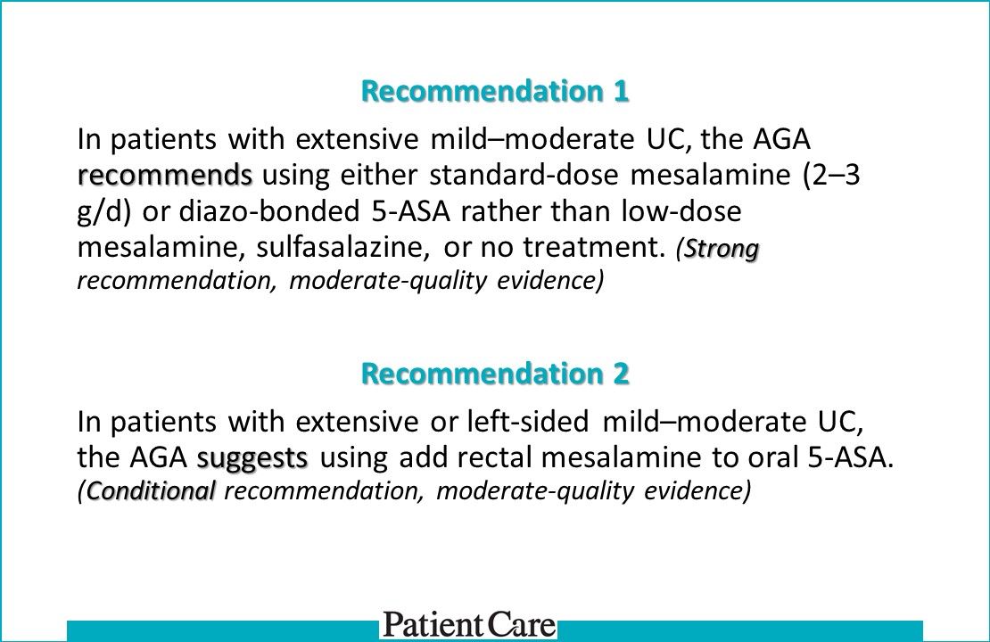 Update: AGA Clinical Guidelines on Management Mild-Moderate Ulcerative Colitis