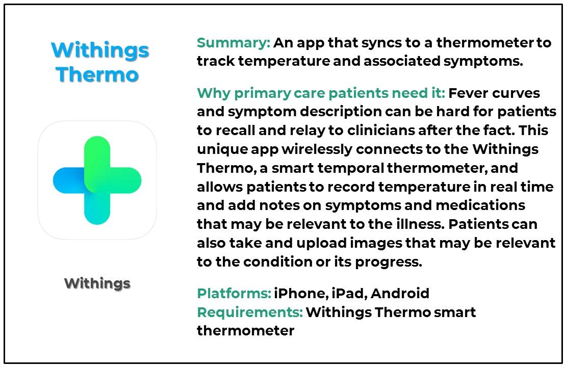 withings thermo, withings app, primary care, medical apps, healthcare apps, FDA