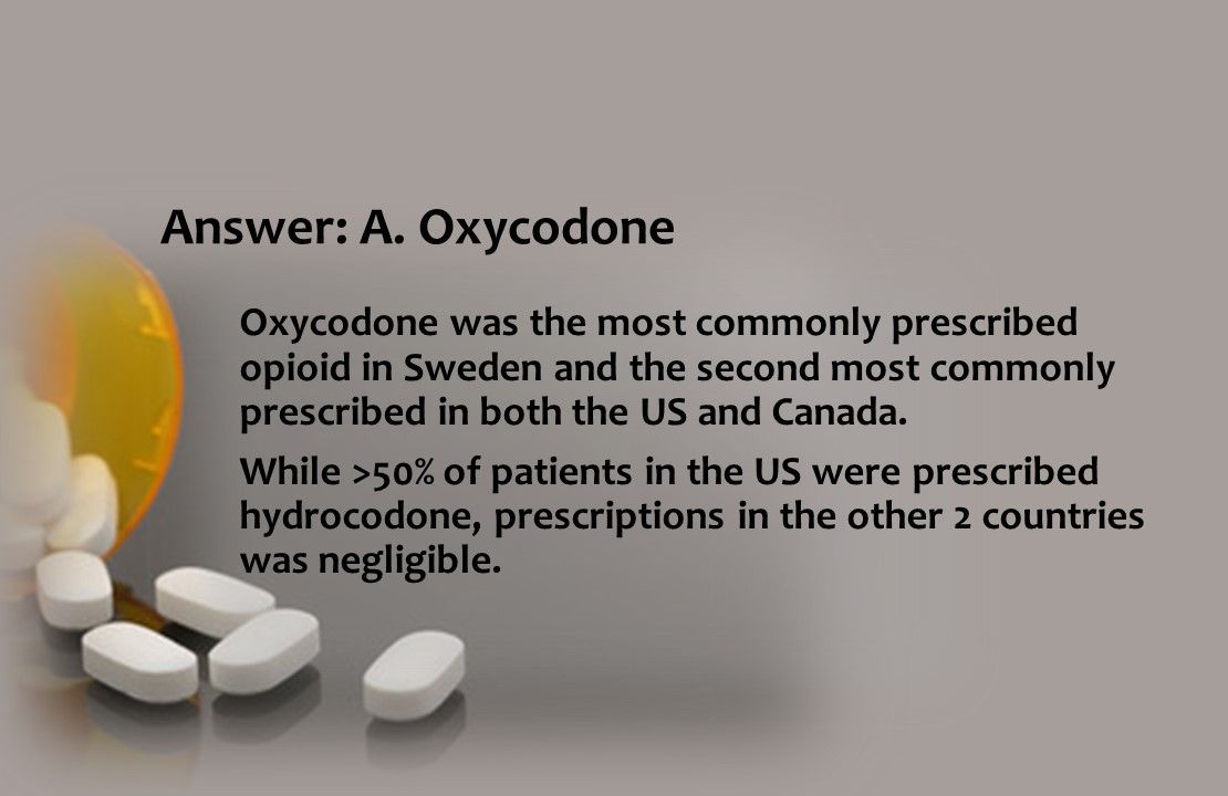 Oxycodone was the most commonly prescribed opioid in Sweden