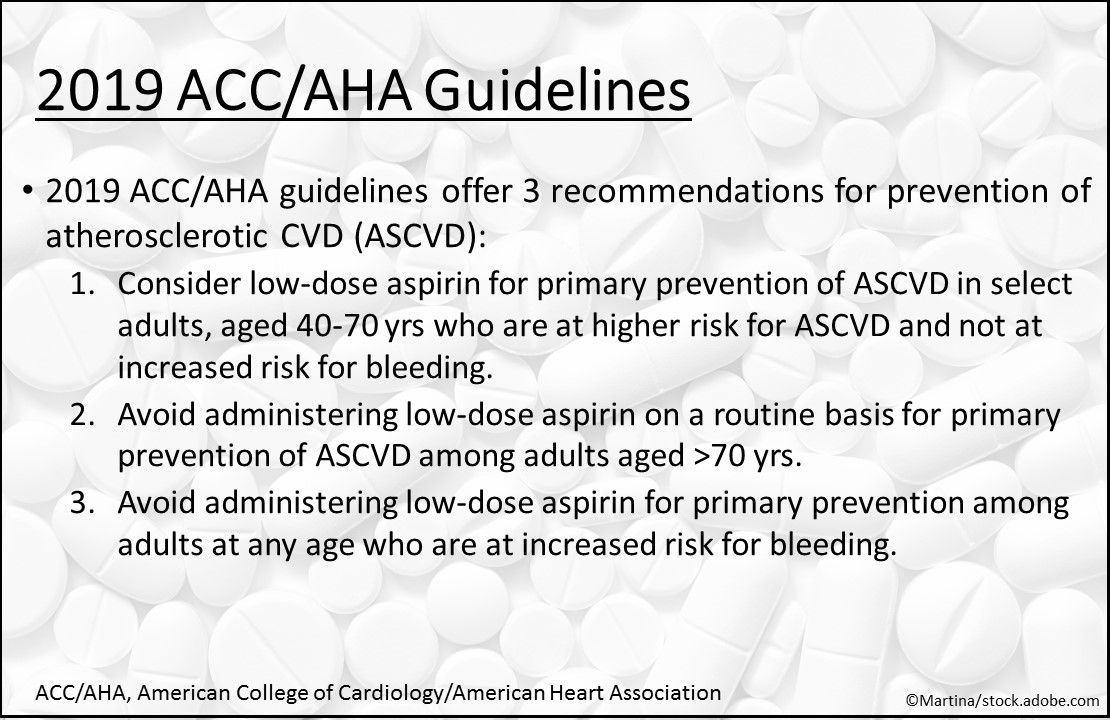 2019 ACC/AHA guideline on primary prevention of cardiovascular disease, aspirin