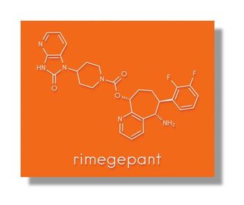 rimegepant approved for prevention of migraine, first oral CGRP inhibitor with dual efficacy