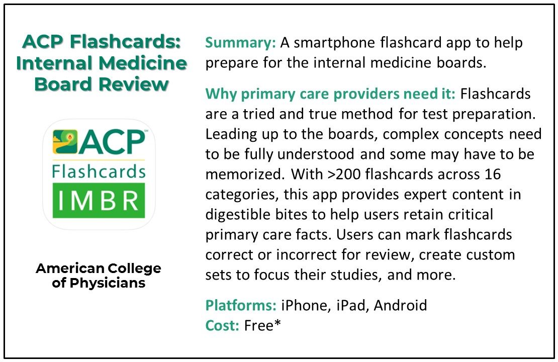 ACP Flashcards: Internal Medicine Board Review, top board review apps