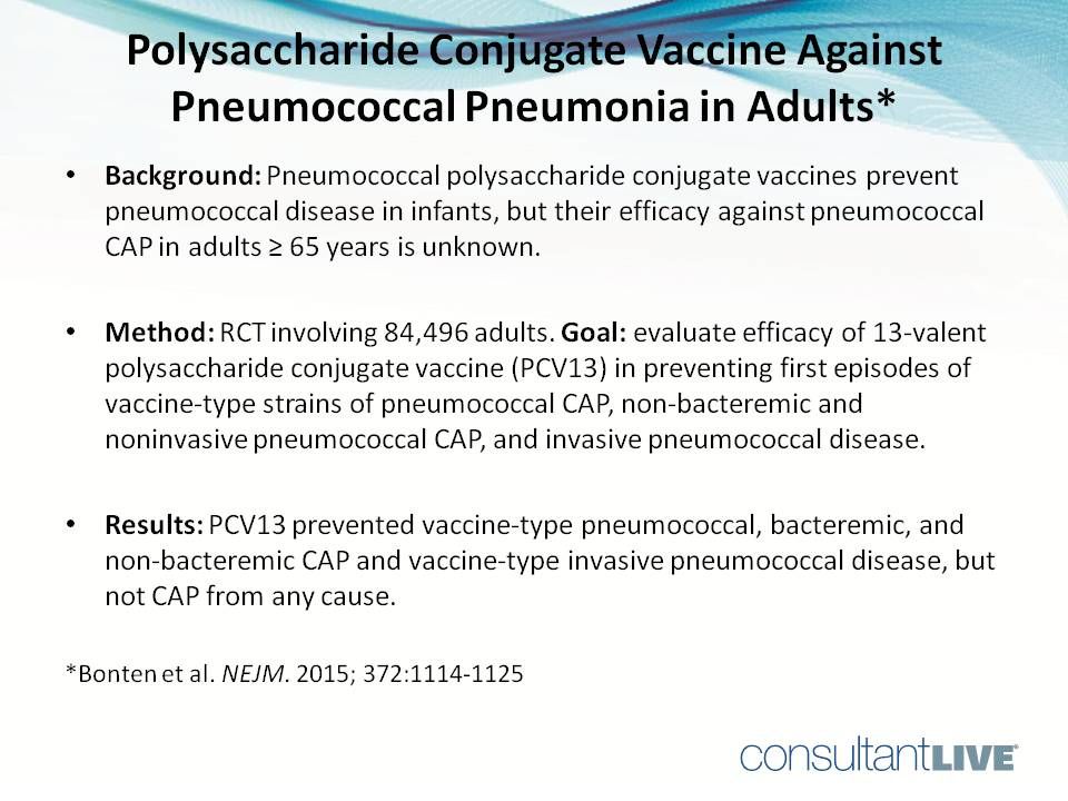 PCV13 prevented some types of CAP in older adults. 