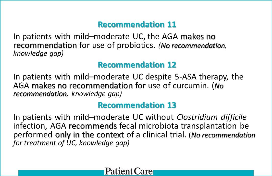 Update: AGA Clinical Guidelines on Management Mild-Moderate Ulcerative Colitis