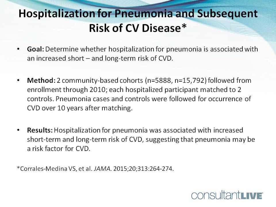 Pneumonia may be a risk factor for cardiovascular disease.