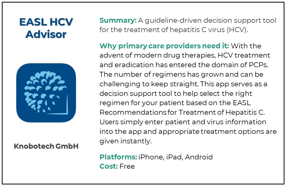 EASL HCV Advisor, EASL, HCV, hepatitis, hepatitis C virus, top hepatology apps