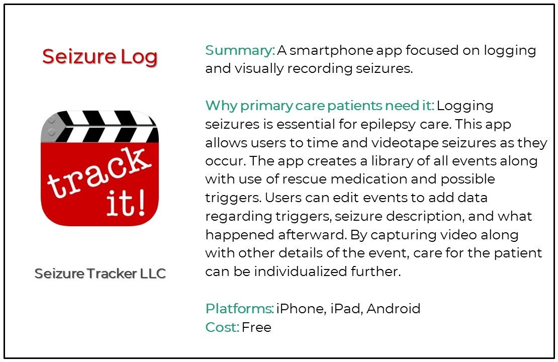 Top 5 Seizure and Epilepsy Apps for Primary Care, Seizure Log