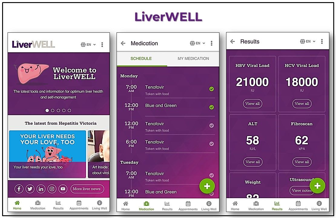 LiverWELL is available at iTunes and Google Play, LiverWELL app, HBV, HCV