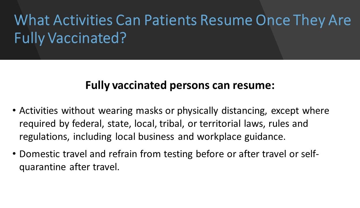 Updated CDC Guidance for Fully Vaccinated People Takeaways for Primary