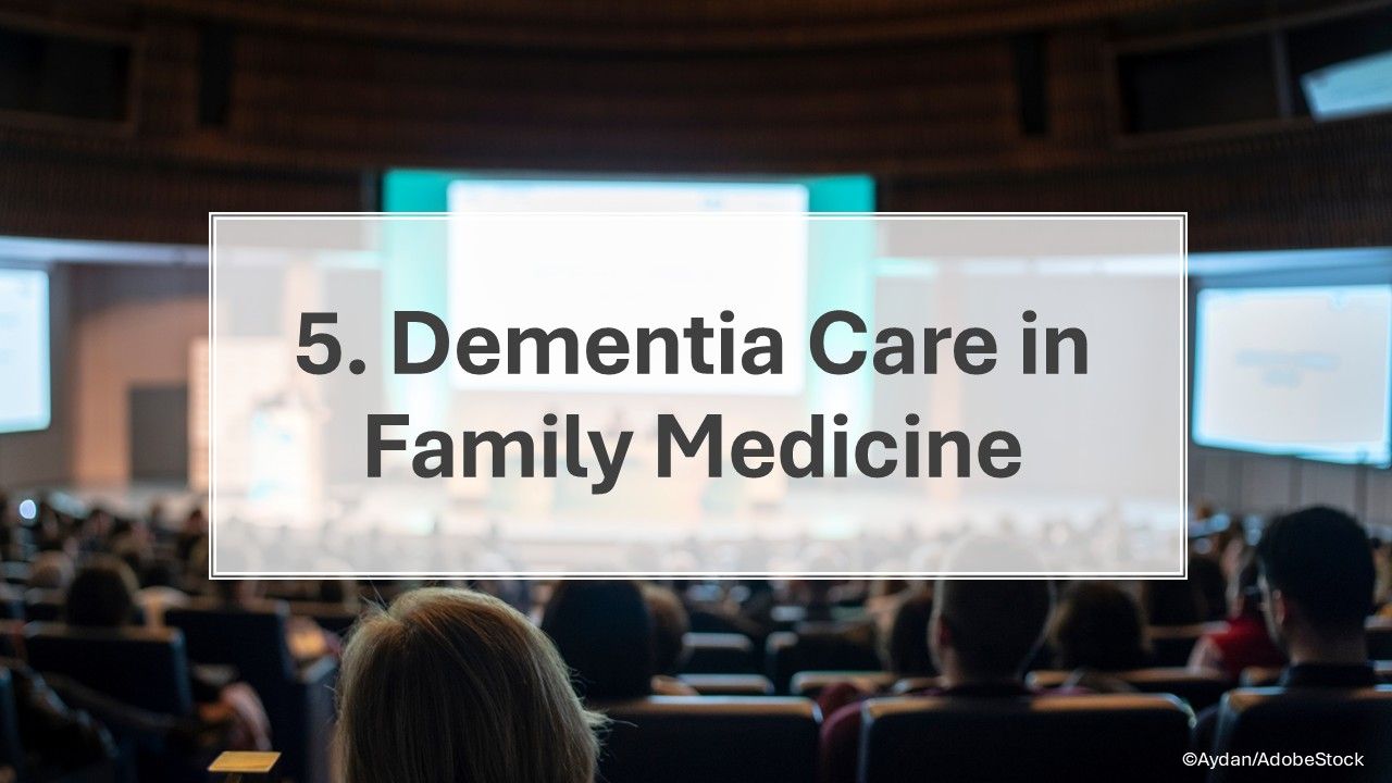 Slide summarizing FMX updates on early cognitive screening, care coordination, and the expanding role of family physicians in dementia management.
