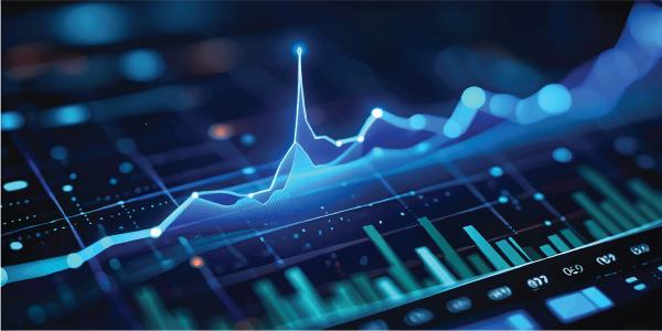 A close up of an audio sound mixer displays a digital heartbeat pulse and medical ECG graph line on a computer technology monitor for health data illustration. | © Hena Akter - stock.adobe.com (1974661874)