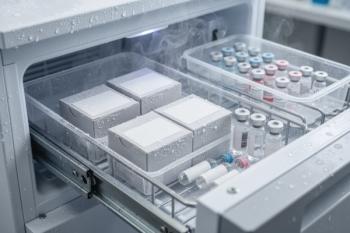 Cold storage drawer with medical vials and packaged samples under frost | © starush - stock.adobe.com (2007980871)