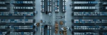 Overhead view of medical warehouse with workers packing supply boxes. Concept of pharma fulfillment, hospital logistics, order picking, and inventory control. | © master1305 - stock.adobe.com (2033896887)