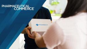 Closeup of a delivery man delivering medication in a white box with the word pharmacy on it to a woman. | © AntonioDiaz - stock.adobe.com 