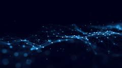 Abstract technology wave of particles. Big data visualization. Background with motion dots and lines. Artificial intelligence. | Flow 37 - stock.adobe.com (451991543)