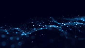 Abstract technology wave of particles. Big data visualization. Background with motion dots and lines. Artificial intelligence. | Flow 37 - stock.adobe.com (451991543)