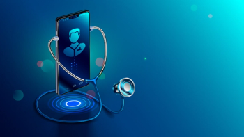 Doctor online concept. Icon Doctor through the phone screen using stethoscope checks health. Online medical clinic communication with patient. Vector isometric illustration. Image Credit: Adobe Stock Images/AndSus