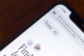 Angled close-up of TrumpRx logo on its website is seen in an iPhone. | © koshiro k - stock.adobe.com (1916047981)